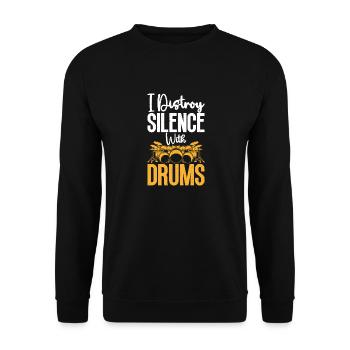 Ich Zerstöre Die Stille Mit Trommeln Ästhetische - Unisex Pullover - Schwarz - Vorne - Alina (178cm) & Michal (187cm)