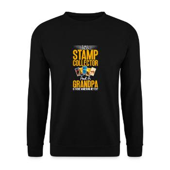 Stamp collector-grandpa stamps, The - Unisex Sweatshirt - black - Front - Alina (178cm) & Michal (187cm)