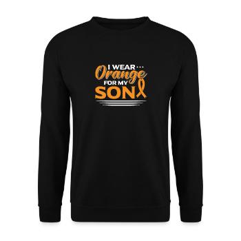 Je porte de l’orange pour mon fils - PWS Awareness - Sweat-shirt Unisexe - noir - Devant - Alina (178cm) & Michal (187cm)