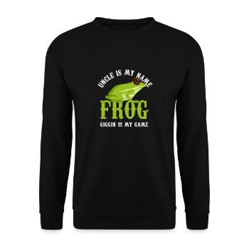 uncle is my name frog giggig is my game Design - Unisex Sweatshirt - black - Front - Alina (178cm) & Michal (187cm)