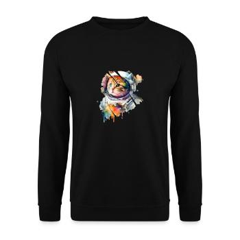 Chat astronaute - Sweat-shirt Unisexe - noir - Devant - Alina (178cm) & Michal (187cm)