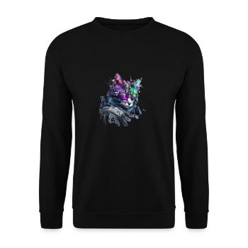 Moderne Katze - Unisex Pullover - Schwarz - Vorne - Alina (178cm) & Michal (187cm)