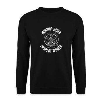 Verehre Satan Baphomet Satanic Goat Devil Goth - Unisex Pullover - Schwarz - Vorne - Alina (178cm) & Michal (187cm)