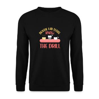 dental lab techs know the drill design - Unisex Sweatshirt - black - Front - Alina (178cm) & Michal (187cm)