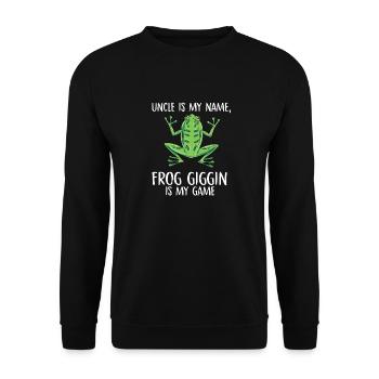 uncle is my name frog gigging is my game Design - Unisex Sweatshirt - black - Front - Alina (178cm) & Michal (187cm)