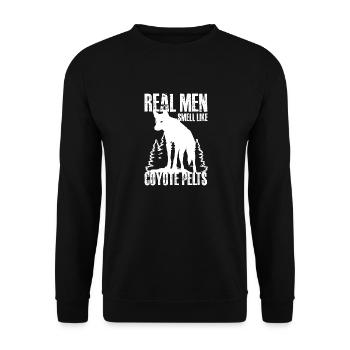 real men smell like coyote pelts Design - Unisex Pullover - Schwarz - Vorne - Alina (178cm) & Michal (187cm)