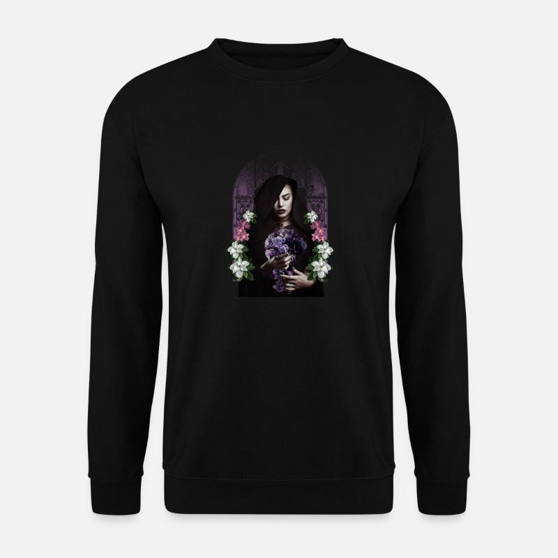 Mädchen mit Rosen, Gothic, EBM, Dark wave - Unisex Pullover - Schwarz