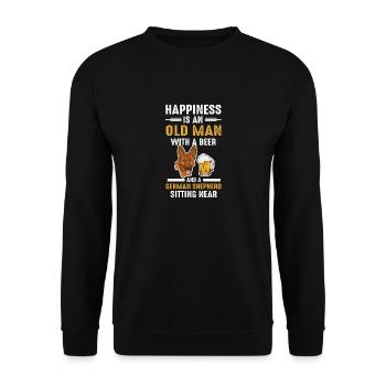 German Shepherd old man with beer happy - Unisex Sweatshirt - black - Front - Alina (178cm) & Michal (187cm)