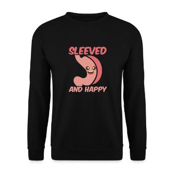 manches et heureux Design pour une chirurgie de manche - Sweat-shirt Unisexe - noir - Devant - Alina (178cm) & Michal (187cm)