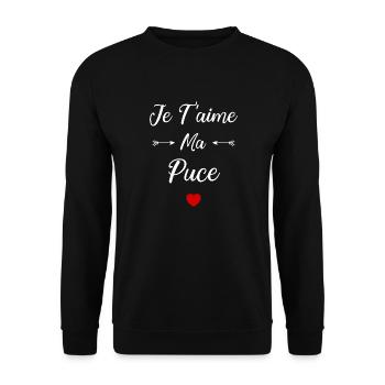 Je t'aime ma puce - Sweat-shirt Unisexe - noir - Devant - Alina (178cm) & Michal (187cm)