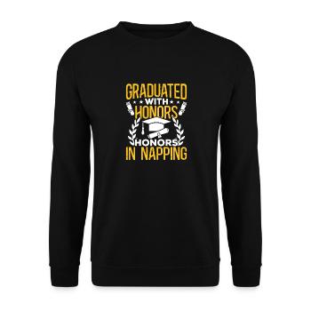 Graduated with honors College Graduate Family - Unisex Sweatshirt - black - Front - Alina (178cm) & Michal (187cm)