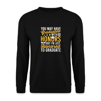 Honored to Graduate College Boys Girls from Family - Unisex Sweatshirt - black - Front - Alina (178cm) & Michal (187cm)