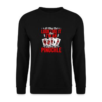Expert Pinochle Player Casino Card Game - Unisex Sweatshirt - black - Front - Alina (178cm) & Michal (187cm)