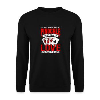 Play Pinochle Casino Card Game Player - Unisex Sweatshirt - black - Front - Alina (178cm) & Michal (187cm)
