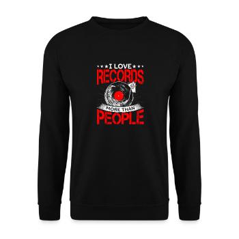 Love Vinyl Record Collector Records Collecting - Unisex Sweatshirt - black - Front - Alina (178cm) & Michal (187cm)