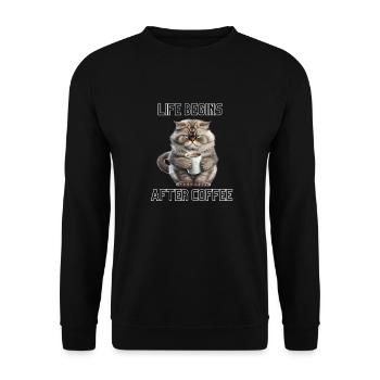 Life Begins After Coffee | Coffee T-shirt - Unisex Sweatshirt - black - Front - Alina (178cm) & Michal (187cm)