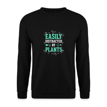 Lustiger Spruch für Gärtner vom Garten abgelenkt - Unisex Pullover - Schwarz - Vorne - Alina (178cm) & Michal (187cm)