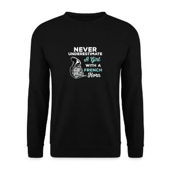Ne sous-estimez jamais une fille avec un klaxon - Sweat-shirt Unisexe - noir - Devant - Alina (178cm) & Michal (187cm)
