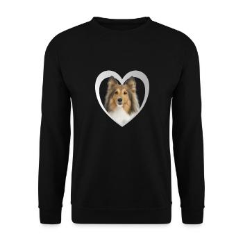 Sheltie - Dog Lover - Dog Heart - Unisex Sweatshirt - black - Front - Alina (178cm) & Michal (187cm)