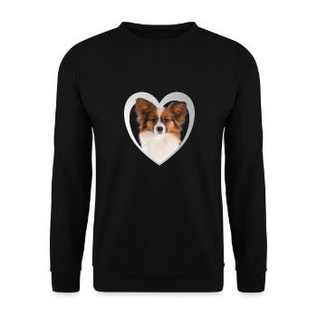 Papillon - Hundeliebhaber - Hunde Herz - Unisex Pullover - Schwarz - Vorne - Alina (178cm) & Michal (187cm)