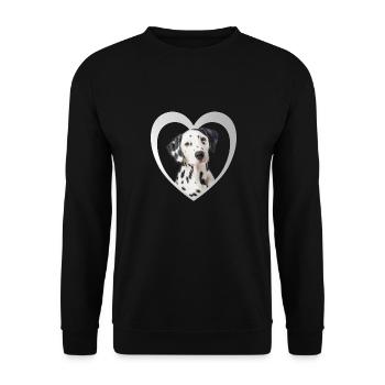 Dalmatiner - Hundeliebhaber - Hunde Herz - Unisex Pullover - Schwarz - Vorne - Alina (178cm) & Michal (187cm)