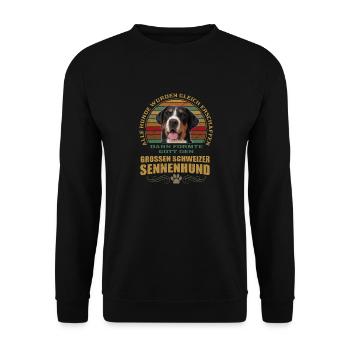 Großer Schweizer Sennenhund - Unisex Pullover - Schwarz - Vorne - Alina (178cm) & Michal (187cm)