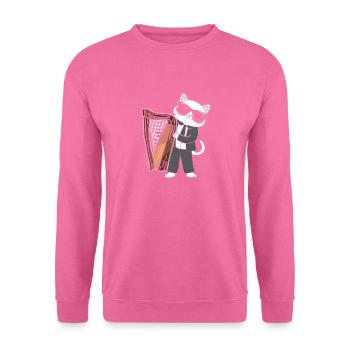 Cat Plays Harp Music Lovers Music Player - Unisex Sweatshirt - pink - Front