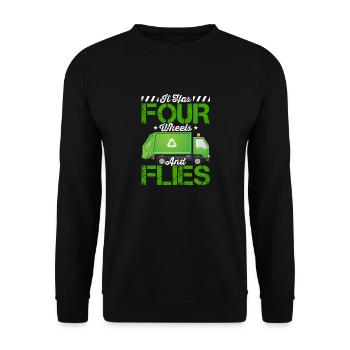 Four Wheels Flying Garbage Garbage Truck Driver Driving Truck - Unisex Sweatshirt - black - Front - Alina (178cm) & Michal (187cm)