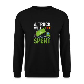Truck well consumed Garbage Garbage Truck driver drives truck - Unisex Sweatshirt - black - Front - Alina (178cm) & Michal (187cm)