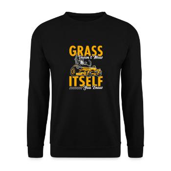 L’herbe ne se tond pas elle-même Tondeuse à gazon paysagiste - Sweat-shirt Unisexe - noir - Devant - Alina (178cm) & Michal (187cm)