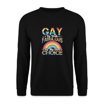 Gay By Birth Lgbtq Gay Awareness Support Pride - Unisex Pullover - Schwarz - Vorne - Alina (178cm) & Michal (187cm)