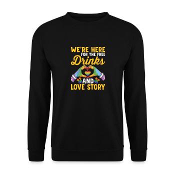 Hier Für Die Liebe Geschichte Lgbtq Schwule - Unisex Pullover - Schwarz - Vorne - Alina (178cm) & Michal (187cm)