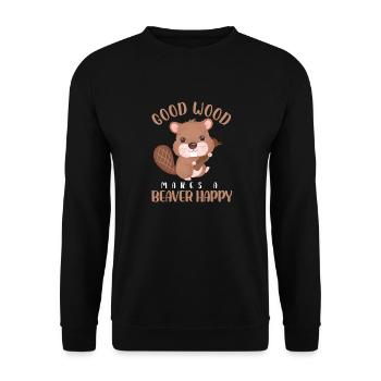 Good Wood Makes a Beaver Happy - Unisex Sweatshirt - black - Front - Alina (178cm) & Michal (187cm)