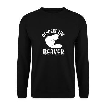 Respect the Beaver - Unisex Pullover - Schwarz - Vorne - Alina (178cm) & Michal (187cm)