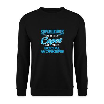 Superheroes do better Capes are called Social - Unisex Sweatshirt - black - Front - Alina (178cm) & Michal (187cm)