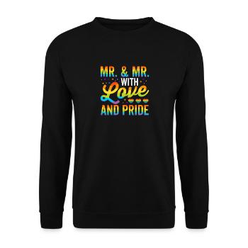 Mr & Mr Lgbtq Gay Wedding Equality Pride Awareness - Unisex Pullover - Schwarz - Vorne - Alina (178cm) & Michal (187cm)