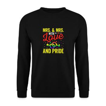 Mrs & Mrs Lgbtq Gay Wedding Equality Pride - Unisex Pullover - Schwarz - Vorne - Alina (178cm) & Michal (187cm)
