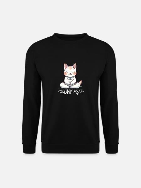 Meowmaste - Yoga Katze in Lotus Pose - Unisex Pullover - Schwarz