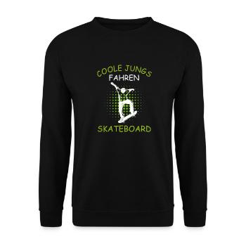 Coole Jungs fahren Skateboard - Unisex Pullover - Schwarz - Vorne - Alina (178cm) & Michal (187cm)