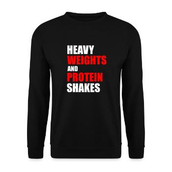 Heavy weights and protein shakes - Unisex Sweatshirt - black - Front - Alina (178cm) & Michal (187cm)