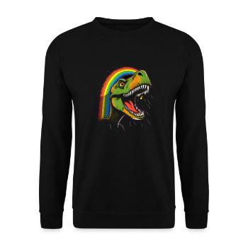Rainbow Tyrannosaurus - Unisex Sweatshirt - black - Front - Alina (178cm) & Michal (187cm)