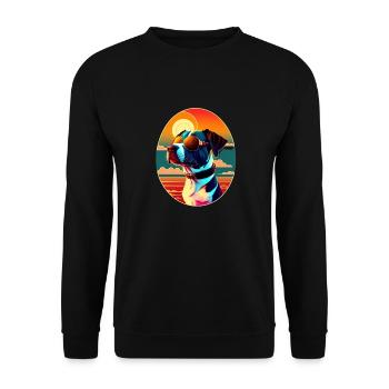 Cooler Sonnenuntergang Hund trägt Sonnenbrille - Unisex Pullover - Schwarz - Vorne - Alina (178cm) & Michal (187cm)