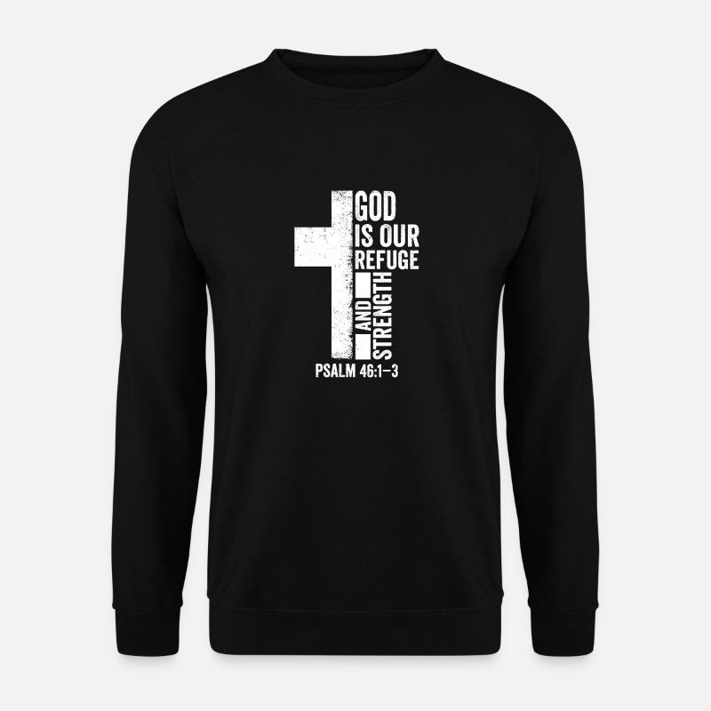 Gott Unsere Zuflucht Bibelverse Christen - Unisex Pullover - Schwarz