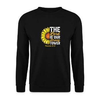 Lord is our strong tower Bible verse Christians - Unisex Sweatshirt - black - Front - Alina (178cm) & Michal (187cm)