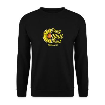 Prier, attendre, faire confiance, versets bibliques, chrétiens - Sweat-shirt Unisexe - noir - Devant - Alina (178cm) & Michal (187cm)