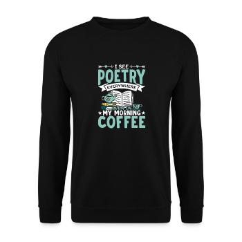 Café et poésie Poète Amateur de poésie Lecteur - Sweat-shirt Unisexe - noir - Devant - Alina (178cm) & Michal (187cm)