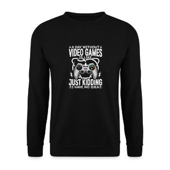 Tag Ohne Videospiele Gamer Gaming Lover Player - Unisex Pullover - Schwarz - Vorne - Alina (178cm) & Michal (187cm)