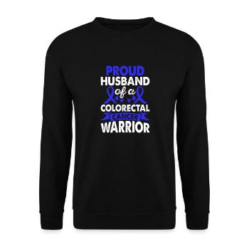 Husband of Colon Cancer Warrior Consciousness Blue - Unisex Sweatshirt - black - Front - Alina (178cm) & Michal (187cm)