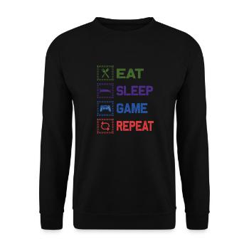 Eat Sleep Game Repeat Design - Unisex Sweatshirt - black - Front - Alina (178cm) & Michal (187cm)