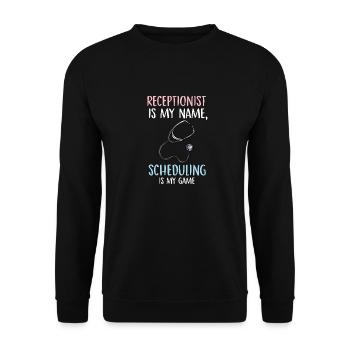 Réceptionniste est mon nom la planification est mon jeu - Sweat-shirt Unisexe - noir - Devant - Alina (178cm) & Michal (187cm)